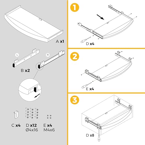 Emuca - Soporte Portateclado Extraíble con Bandeja Auxiliar para el Ratón, Acero y Plástico, Plástico gris - imagen 8