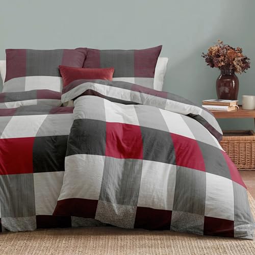 Dreamzie - 2-teiliges Bettwäsche Set 135x200 cm – Flanell-Muster – mit 2 Kissenbezügen 80x80 cm – Bettbezug aus 100% Mikrofaser – Oeko-Tex...