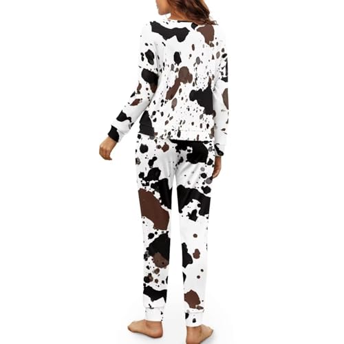 Image of Women's Pajamas Set Soft 2 Piece Loungewear Long Sleeve Pj Set Matching Sleepwear with Pockets for Women Plus Size