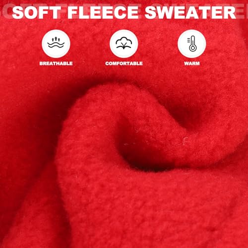 Image of Mihachi Dog Fleece Vest Sweater Zip Up Warm Pullover Step-in Dog Jacket with Dual D-Ring Leash, Winter Cold Weather Reflective Coat Clothes Hoodie for Small Medium Dogs Puppy Cat Boy Girl, Red M