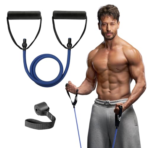Resistance Tube [Upto 10 KG] | Blue | Exercise Band & Fitness Band for Man & Woman | Resistance Bands for Home Workout | Home Gym Equipment for Home W