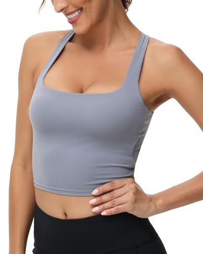 Image of romansong Strappy Yoga Sports Bras for Women Padded Criss-Cross Back Tank Tops