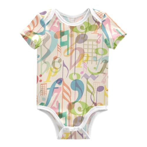 Musical Unisex Baby Bodysuit Cotton Symbols Baby Short Sleeve Clothes 18 Months for Boys Girls