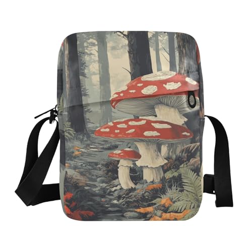 Vintage Mushroom messenger bags Crossbody Bags For Women Casual Everyday Purse Adjustable Strap for work outdoor sports