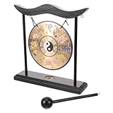 OSOLADY Tischgong aus Legierung Kleiner Gong mit Ständer Feng Shui Tischdekoration Handgefertigtes Ornament für Zuhause Einzigartiger Gong Schmuck