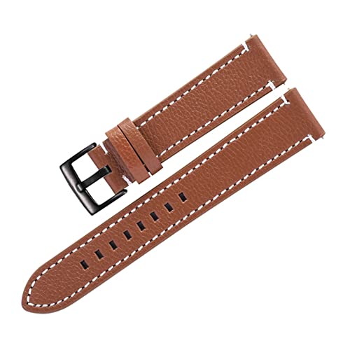 CCACHE Men Women Leather Watch Wristband 20mm 22mm Watch Leather Strap Bracelet Fit For Galaxy 42MM 46MM(Brown-Black Clasp,20mm)
