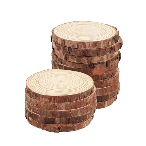 HEIYUET 16 Stück 10-12cm Unvollendete Holzkreise, Natur Holzscheiben Rund...