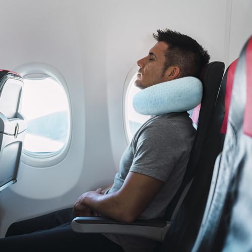 Image of Travel Neck Pillow Memory Foam Pillow Support Pillow U Shape Compact & Lightweight Neck Pillow for Sleeping Travel for Plane, Car, Home, Office Camping Light Blue