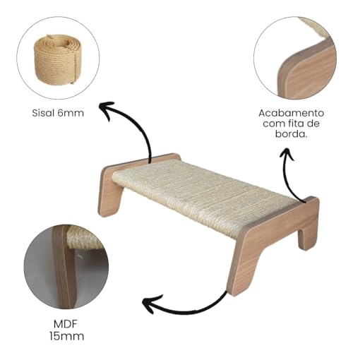 Arranhador Gato Piso Reto Corda Sisal em MDF - Amadeirado