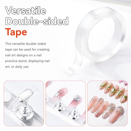 Image of Makartt Press On Nail Stand: Silver Nail Stand for Nails Art Display Practice Nail Holder for Painting Nails Stand for False Nail Press On Designs Magnetic Fake Nail Holder with 1M Double-sided Tape