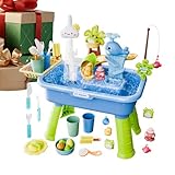 Générique Table de Jeu d'eau pour, Évier Jouet de Cuisine, 4 en 1 évier Enfant avec Eau Courante et Pompe, Éviers de Jeu avec système d'été pour 4-8 Ans Cadeau Anniversaire été extérieur