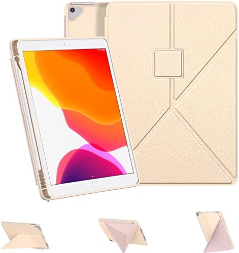DONGZHU for iPad 9th/8th/7th Generation 10.2 Inch with Pencil Holder, Multi Angle Magnetic Auto Sleep/Wake Cover for iPad 10.2 Inch 2021/2020/2019 Model (Rose Gold)