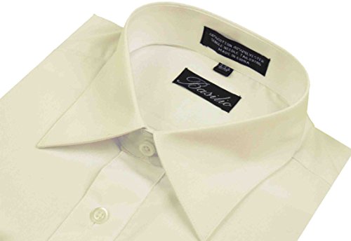 Basilio Men's Convertible Cuff Solid Dress Shirt3