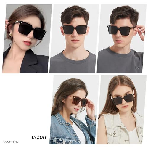 LYZOIT Modern Oversized Square Sunglasses Women Men Retro Womens Rimless Big Sun Glasses UV Protection 6