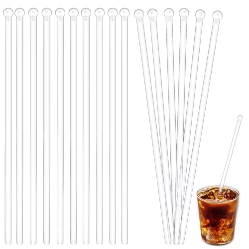 200 Pieces 7.3 Inch Round Top Swizzle Sticks Plastic Ball Head Stirrer Crystal Drink Stirrers for Coffee Beverage Cocktail Tea - Clear