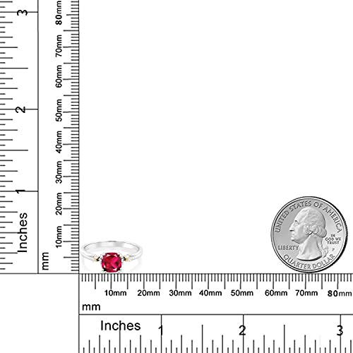 Gem Stone King 925 Sterling Silver and 10K Yellow Gold 6MM Cushion Cut Gemstone Birthstone Engagement Ring | Wedding Anniversary Promise Ring For Women | Available In Size 5, 6, 7, 8, 93