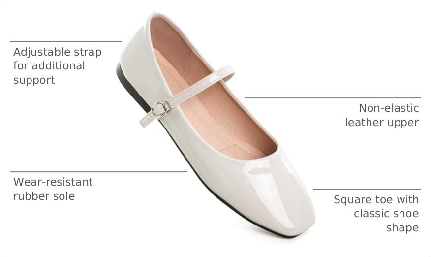 Image of TN TANGNEST Leather Flats for Women Retro Mary Jane Flats