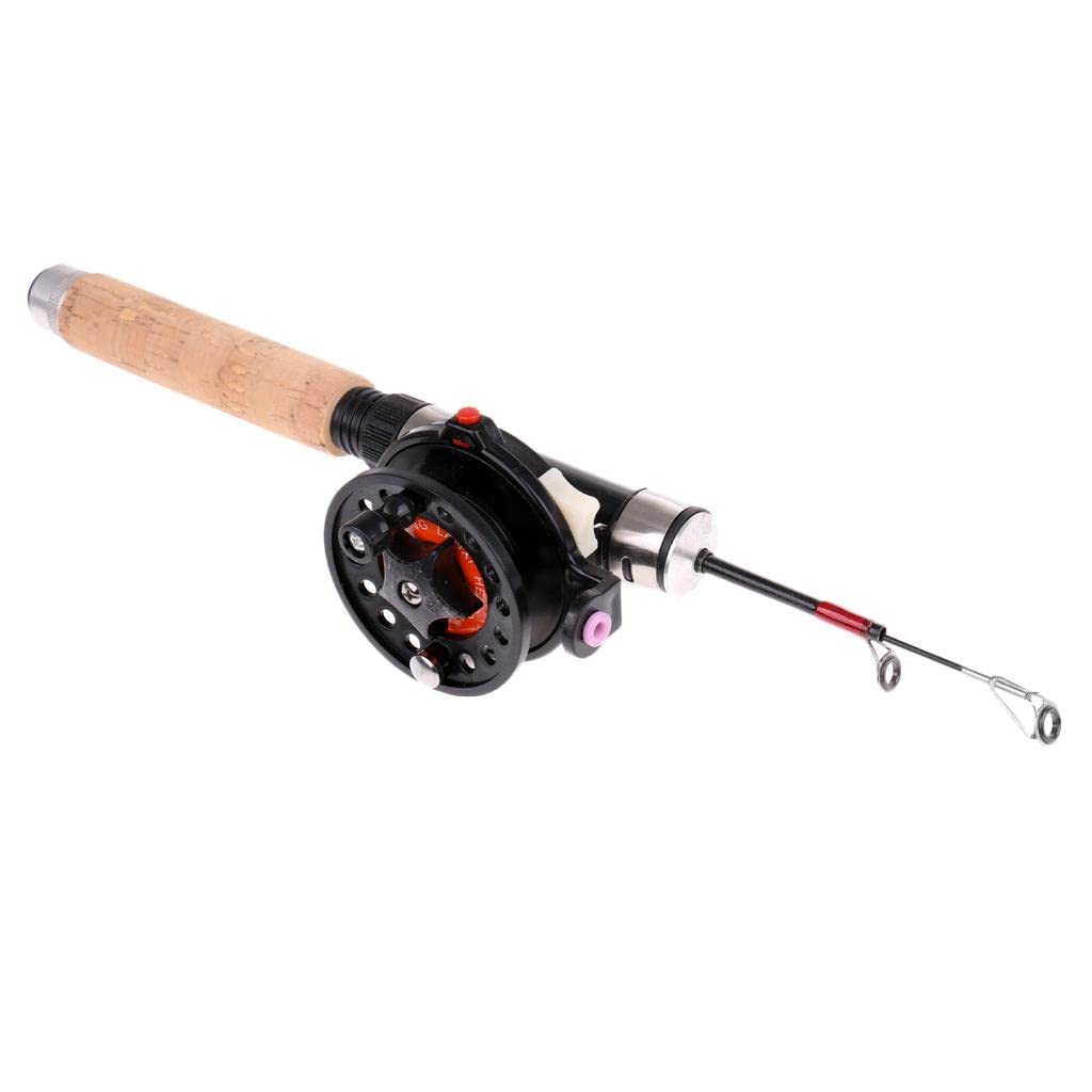 Telescopic Mini Ultra-Light Ice Fishing Rod Pole Fishing Tool Wood+4B Reel