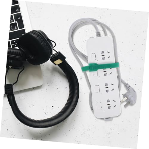 Toddmomy 100 piezas de bridas reutilizables de gancho y bucle para manejo de cables bajo escritorio, correas organizadoras de cables verdes autoadhesivas para electrónica, computadora y carga miniatura 6