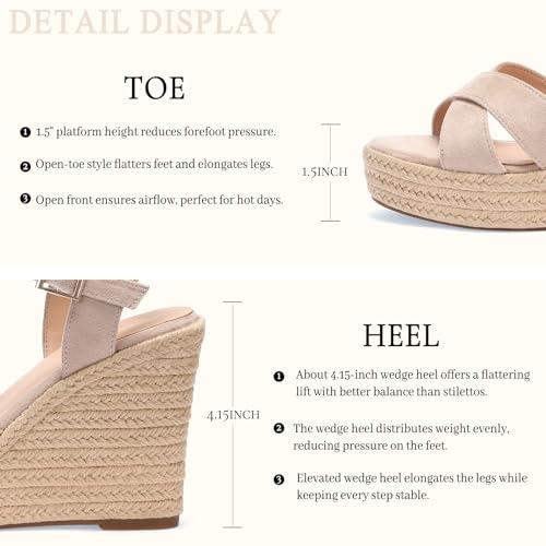 Image of VICKI.VICKI Women's Platform Sandals Wedge Ankle Strap Open Toe Sandals