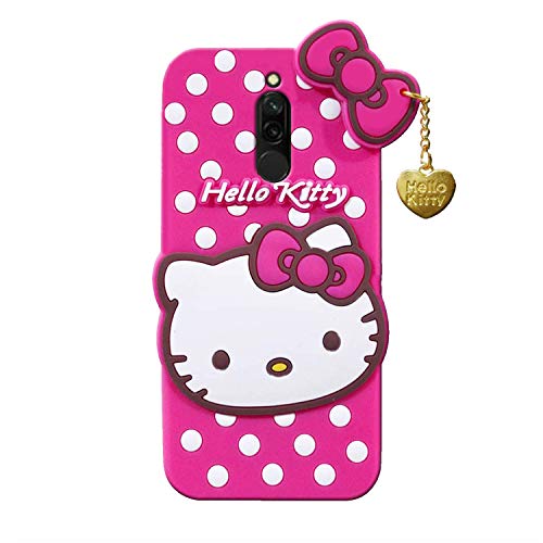 Image of Unirock Hello Kitty Back Case Cover for Redmi 8| 3D Cute Hello Kitty Case |Soft Silicone Rubber Back Cover with Pendant Kitty Cover for Redmi 8 (Pink)