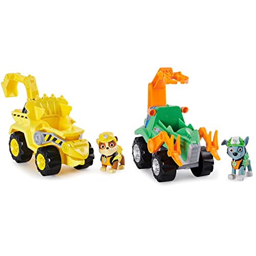 Patrulla Canina - Excavadora Deluxe Rubble Dino Rescue con ACELERACIÓN + - Coche Deluxe Dino Rescue con ACELERACIÓN + Figura Rocky