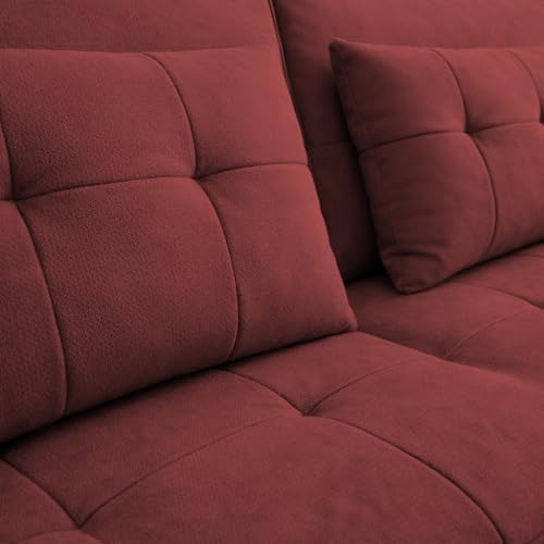 Image of Casaliving Treshta 3 Seater Pull-Out Premium Fabric Sofa Cum Bed Sofa Set for Living Room (Maroon Fabric Color) Premium Fabric Sofa Set for Living Room Sofa Cum Bed