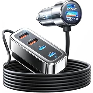 AINOPE 108W USB C Car Charger with 6 Fast Charging Ports, Road Trip Essentials Cigarette Lighter Car Travel Essentials for Long Trips Kids for iPhone 16 15 Pro Max 14 iPad S24 S25 Hire Tablet 17