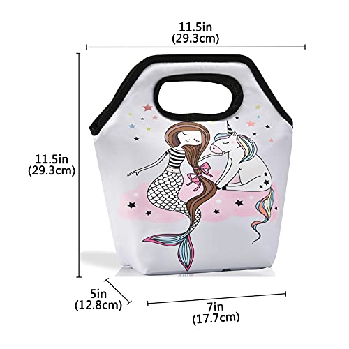 Alaza Mermaid Unicorn Lunch Bag Box Insulated Kids Lunch Tote Reusable Waterproof Lunch Handbag For Girls School Outdoor Picnic Shopping #TOP1