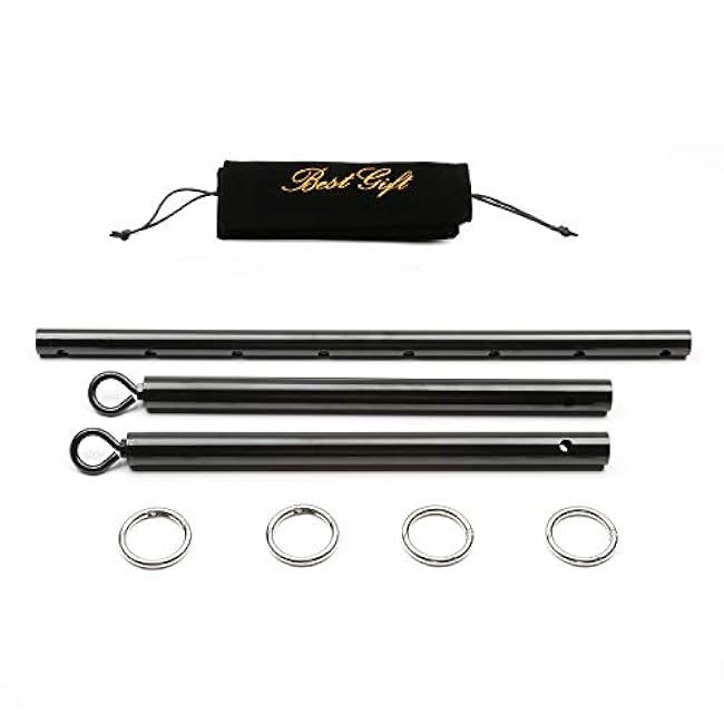 Pilates Spreader Bar for Legs with Adjustable Soft Fur Leather Straps, Expandable Exercise Bar Sports Training Fitness Gear, Home Gyms Yoga Aid Kit, Yoga Gifts