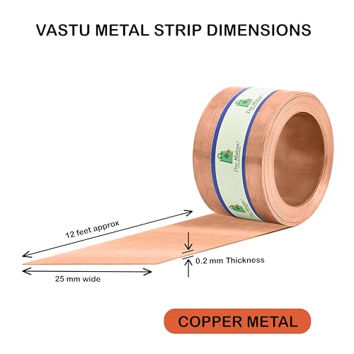 Image of Vastu Copper Strip | Width- 1 Inch | Thickness - 0.2mm | Length- 12 Feet Approx | Strip for Zone Balancing & Toilet Correction | Copper Strip for Vastu | Pack of 1