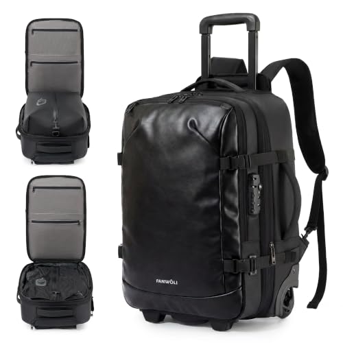 Rolling Travel Backpack with One-Button Vacuum System, 55L, Space Black