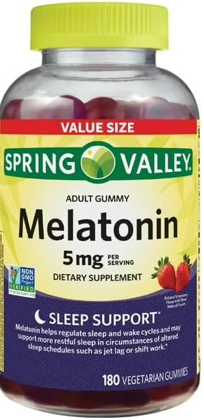 Generic Spring Valley - Gomitas de suplemento dietético de melatonina sin OMG, fresa, 5 mg, 180 unidades