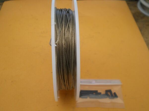 Stainless Steel Clear Wire Leader 34 FEET (10m.) 60 lbs Test 1X7 Strand+Sleeves for Toothy Critters, Rigging Baits and Lures for Saltwater & Freshwater.…