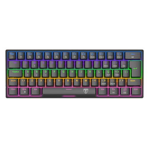 Teclado Mecânico Gamer T-Dagger Arena Iluminação Rainbow Preto 60% Switch Marrom T-TGK321-BR
