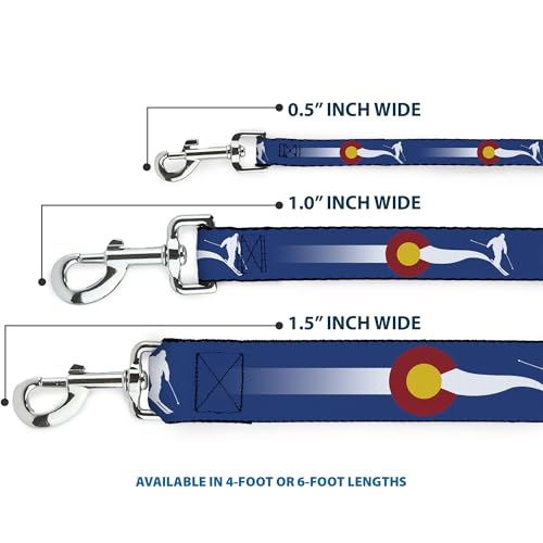 Laisse pour chien Colorado Skier2 Buckle Down bleue blanc rouge jaune 1m80 - 4