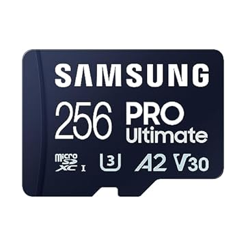 Samsung Cartão de memória microSD PRO Ultimate, 256 GB, UHS-I U3, leitura de 200 MB/s, gravação de 130 MB/s, incl. adaptador SD, para smartphone, drone ou câmera de ação