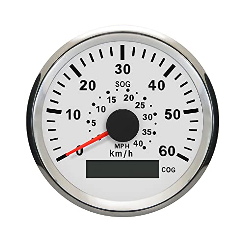ELING GPS Speedometer 0-60KMH 0-40MPH Speed Gauge for Boat Yacht Vessels with Backlight 3-3/8'' (85mm) 12V/24V (LED Shows Course not Odometer)