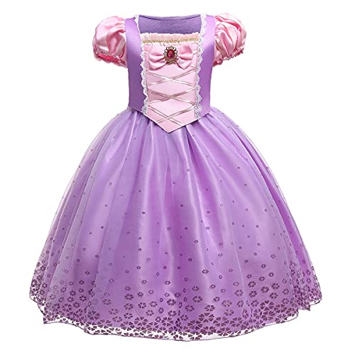 MYRISAM Girls Sofia Princess Dress Rapunzel Halloween Costume Fancy Party Cosplay Dress Up Fariy Tale Birthday Gown Lavender 2-3T