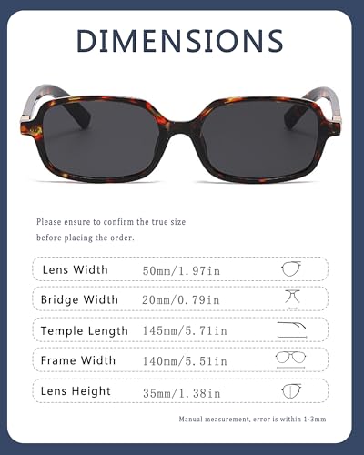 Image of Retro Rectangular Sunglasses for Women Men 90s Trendy Square Sun Glasses Small Vintage Sunnies