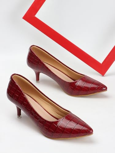 Image of Carlton London Women Stylish Slipon Pump Shoes with Stiletto Heels, Pointed Toe I Perfect for Office, Party and Formal Occassions