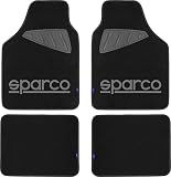 Sparco 4 Piezas alfombras universales con Desgaste Izquierda Logo/Derecha Gris Alfombra Negro