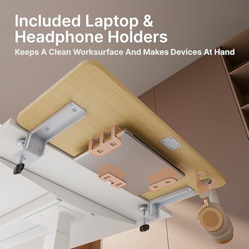 Image of PEGZONE Desk Extender Tray, 28 inch x 12 inch, with Laptop Holder, Large, Wood