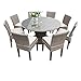 TK Classics Oasis 60" Outdoor Patio Dining Table with 8 Armless Chairs, Beige