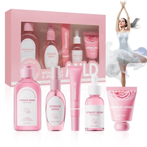 Gel Íntimo de Limpieza Kit, Kit Higiene íntima,Cuidado íntimo Hidratante5 en 1 con pH Balanceado,Hidratante y Calmante Para Higiene Diaria y Confort