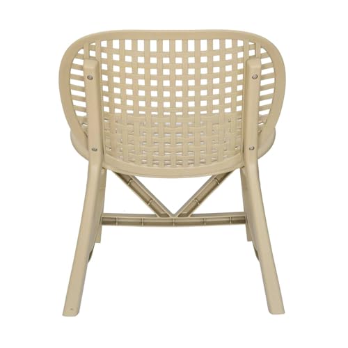 Image of Nilkamal Arena Woven Style Plastic Chair Without Cushion| Set of 2| for Home, Living Room, Balconies, Patios, Outdoor, Garden| Luxury Beige