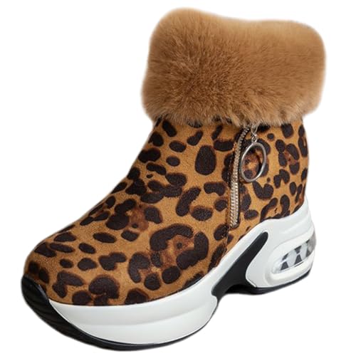 Ulalaza Women’s PU Leather Combat Waterproof Snow Boots