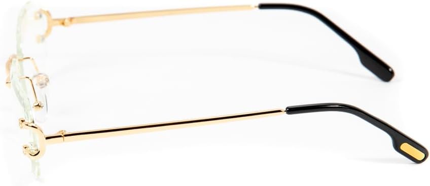 Rectangle Unisex Frameless Gold Wire Frame Luxury Trendy Gem Cut Retro 90's Rimless Clear Lens Hip Hop Diamond Cut Square Eye Glasses For Men Women - Image 7