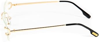 Rectangle Unisex Frameless Gold Wire Frame Luxury Trendy Gem Cut Retro 90's Rimless Clear Lens Hip Hop Diamond Cut Square Eye Glasses For Men Women
