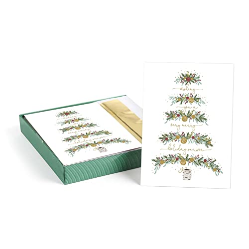 Between The Branches Gold Foil Holiday Cards / 16 Boxed